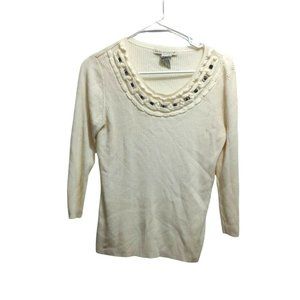 Requirements Knit Pullover Sweater - Cream Color - Size Medium